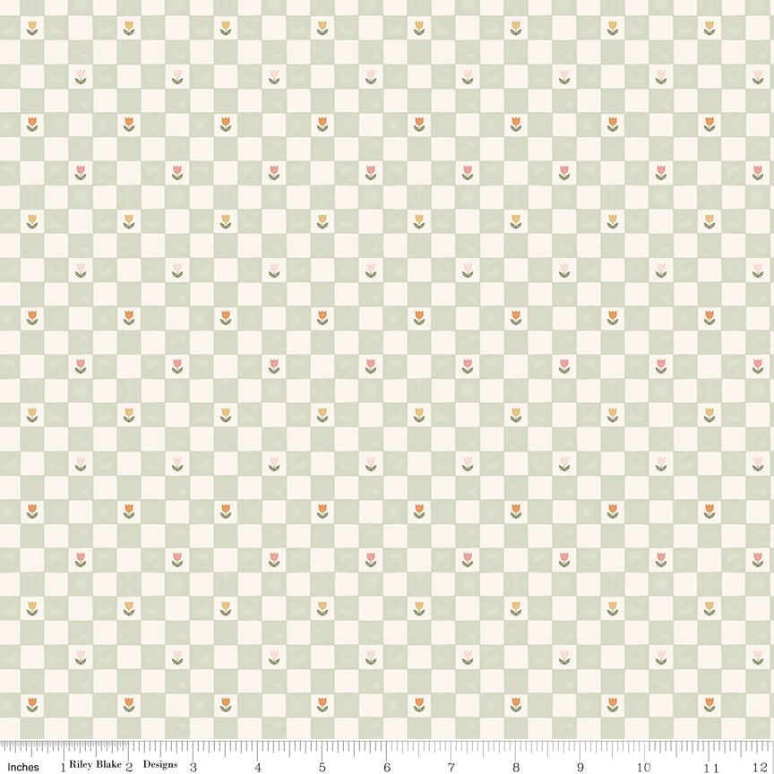 Silly Goose Checkerboard Green Quilt Fabric by Silly Goose — Echo Park