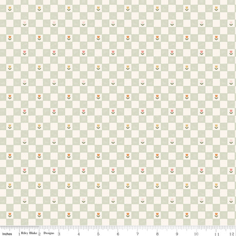 Silly Goose Checkerboard Green Quilt Fabric by Silly Goose — Echo Park