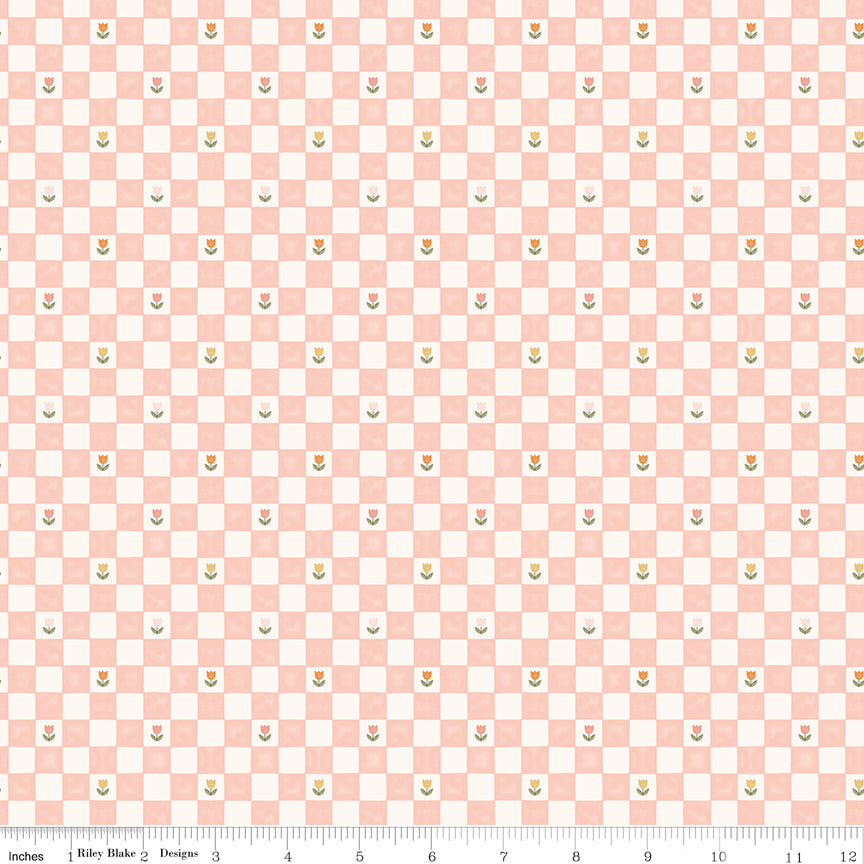 Silly Goose Checkerboard Pink Quilt Fabric by Silly Goose — Echo Park