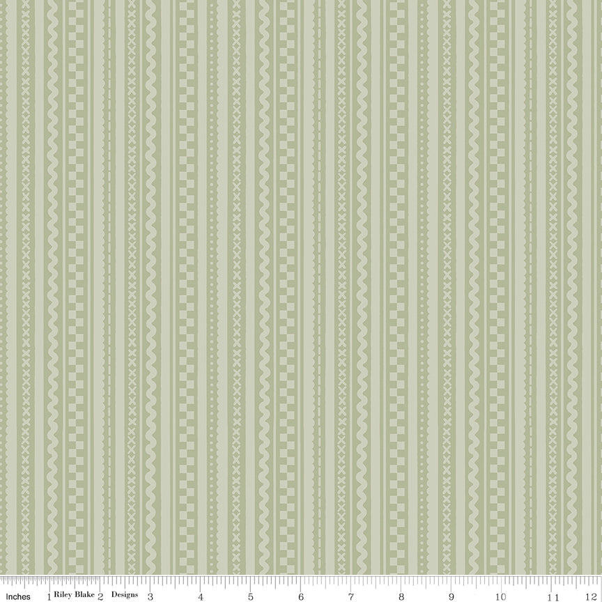Silly Goose Stripes Green Quilt Fabric by Silly Goose — Echo Park