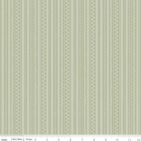 Silly Goose Stripes Green Quilt Fabric by Silly Goose — Echo Park