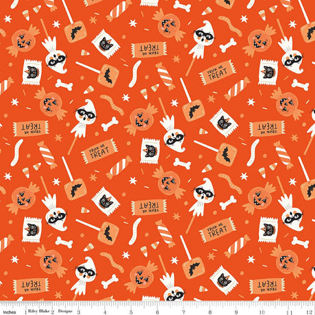 Vintage Boo Main Candy Orange Quilt Fabric - Riley Blake Designs - My Minds Eye