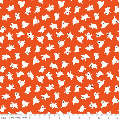 Vintage Boo Ghosts Orange Quilt Fabric - Riley Blake Designs - My Minds Eye