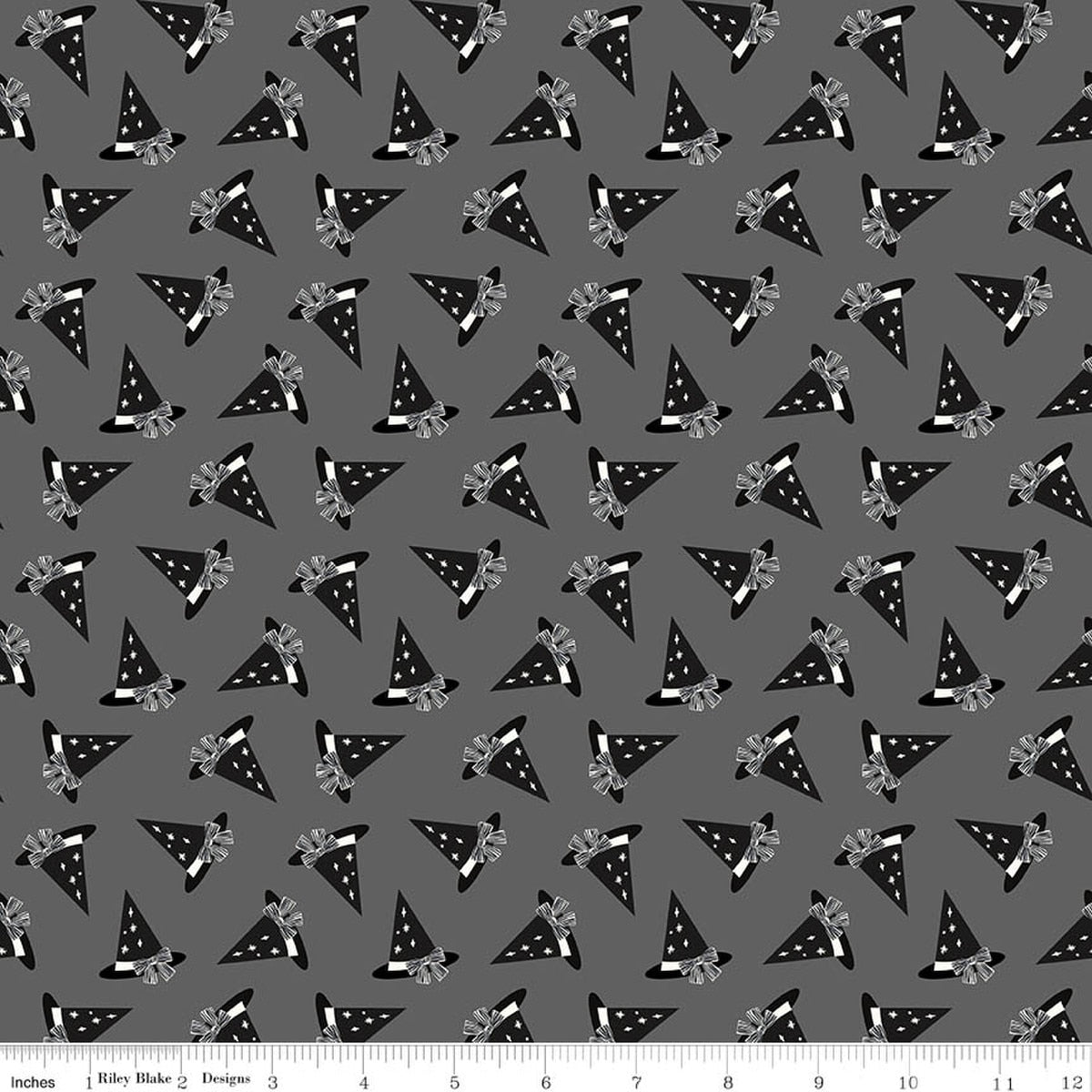 Vintage Boo Hats Charcoal Quilt Fabric by Vintage Boo — My Minds Eye