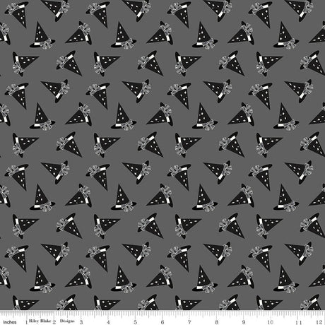 Vintage Boo Hats Charcoal Quilt Fabric - Riley Blake Designs - My Minds Eye