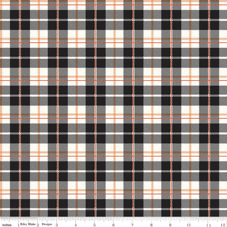 Vintage Boo Plaid Black Quilt Fabric - Riley Blake Designs - My Minds Eye
