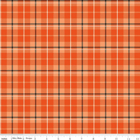 Vintage Boo Plaid Orange Quilt Fabric - Riley Blake Designs - My Minds Eye
