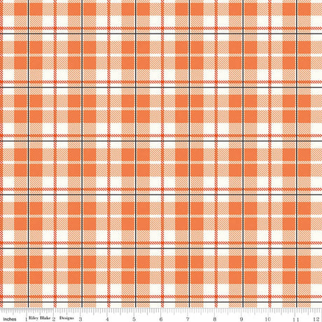 Vintage Boo Plaid Pumpkin Quilt Fabric - Riley Blake Designs - My Minds Eye