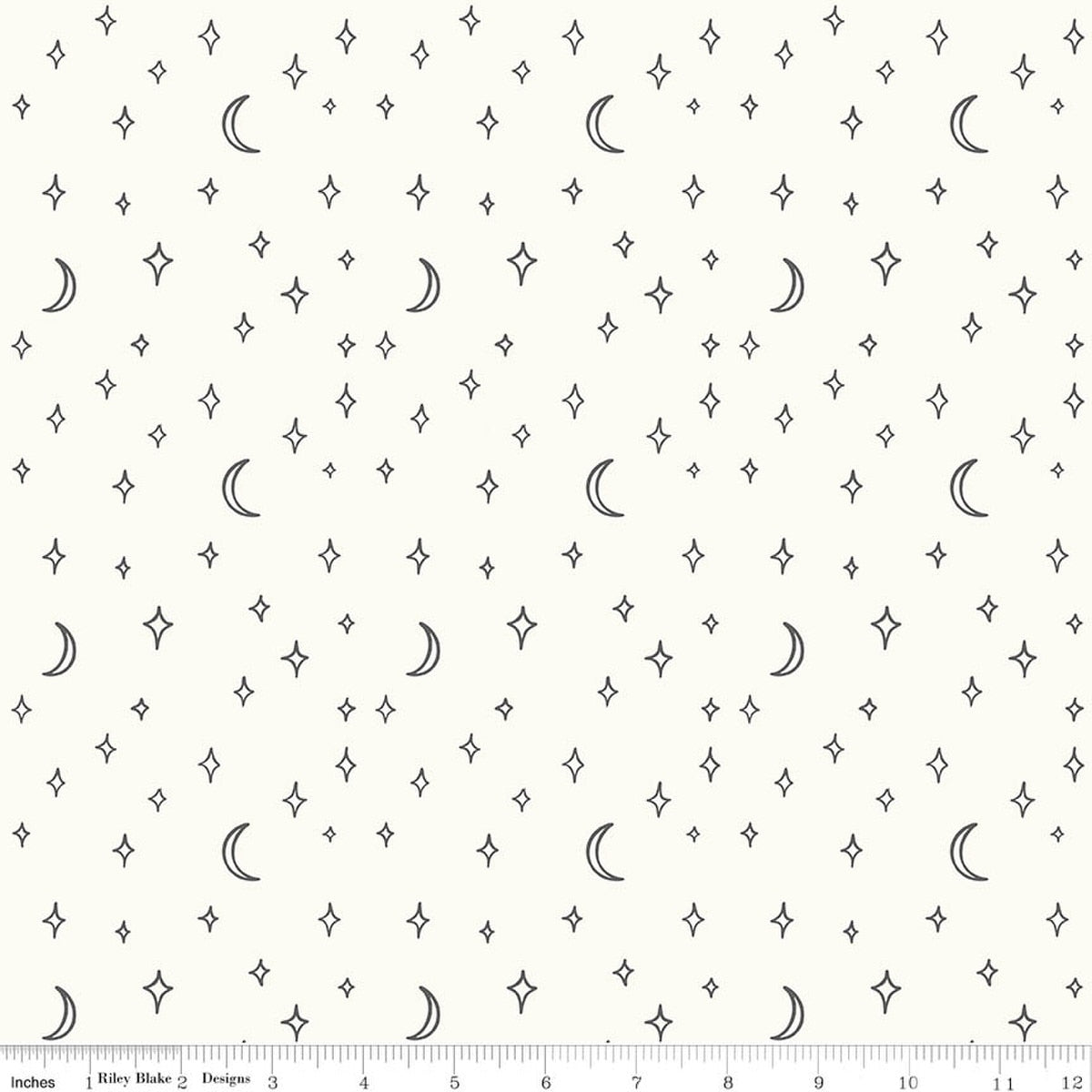 Vintage Boo Stars and Moons Vintage White Quilt Fabric by Vintage Boo — My Minds Eye