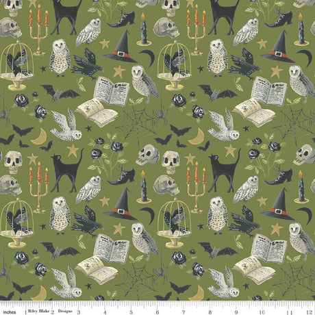 Witchy Vibes Curiosities Avocado Quilt Fabric - Riley Blake Designs - Lisa Audit