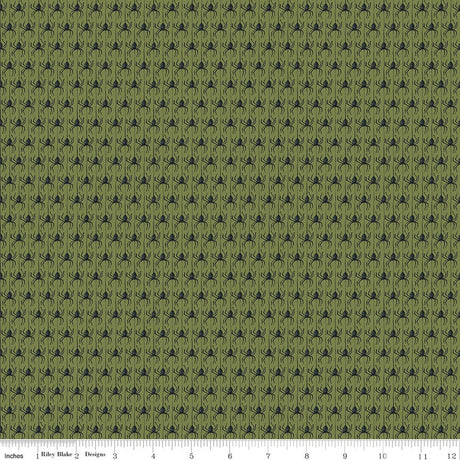 Witchy Vibes Spiders Avocado Quilt Fabric - Riley Blake Designs - Lisa Audit