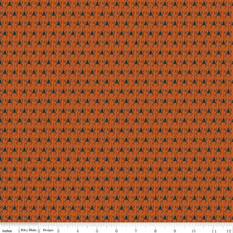 Witchy Vibes Spiders Pumpkin Quilt Fabric - Riley Blake Designs - Lisa Audit