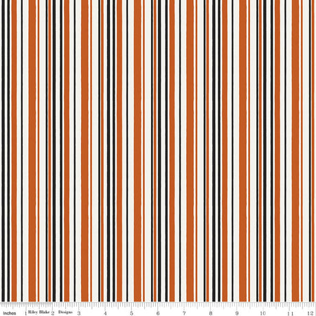Witchy Vibes Stripes Pumpkin Quilt Fabric - Riley Blake Designs - Lisa Audit