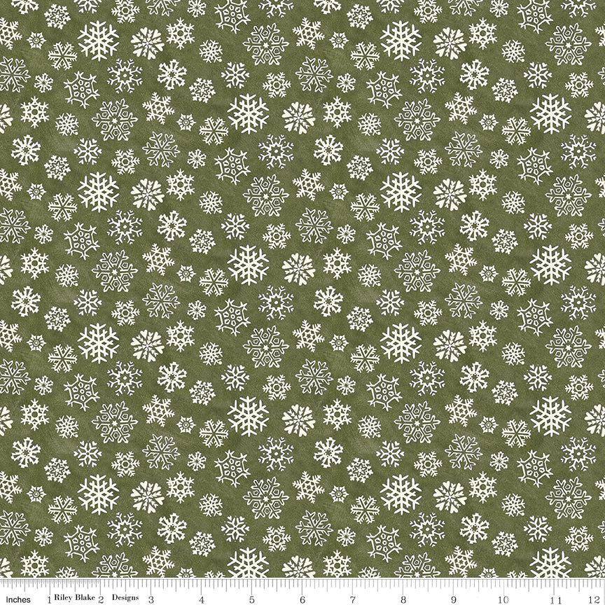 Waddle's Christmas Snowfall Avocado Quilt Fabric by Teresa Kogut