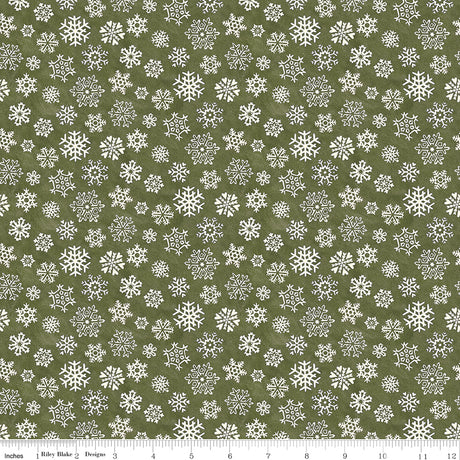 Waddle's Christmas Snowfall Avocado Quilt Fabric - Riley Blake Designs - Teresa Kogut