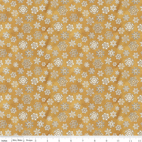 Waddle's Christmas Snowfall Gold Quilt Fabric - Riley Blake Designs - Teresa Kogut
