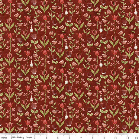 Waddle's Christmas Winter Garden Dahlia Quilt Fabric - Riley Blake Designs - Teresa Kogut