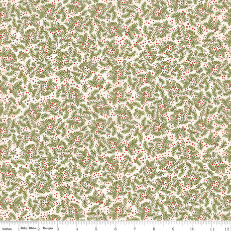 Waddle's Christmas Pine & Berries Cotton Quilt Fabric - Riley Blake Designs - Teresa Kogut