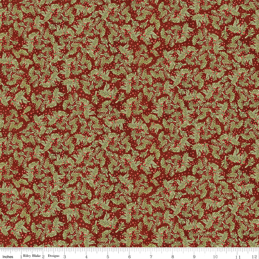 Waddle's Christmas Pine & Berries Dahlia Quilt Fabric by Teresa Kogut