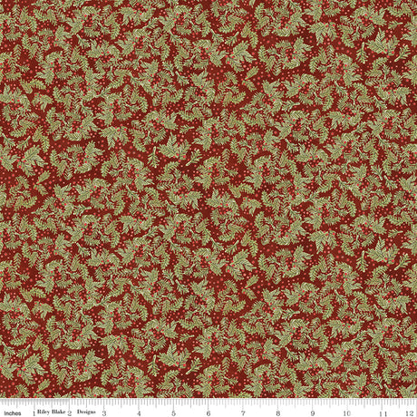 Waddle's Christmas Pine & Berries Dahlia Quilt Fabric - Riley Blake Designs - Teresa Kogut