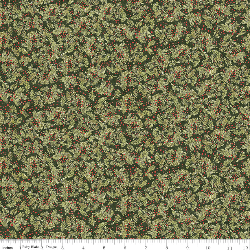 Waddle's Christmas Pine & Berries Timberline Quilt Fabric by Teresa Kogut