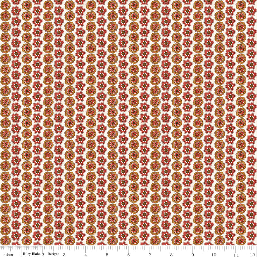 Waddle's Christmas Floral Stripe Cotton Quilt Fabric by Teresa Kogut