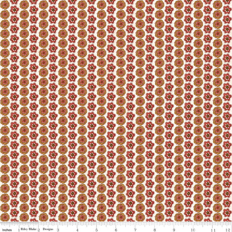 Waddle's Christmas Floral Stripe Cotton Quilt Fabric - Riley Blake Designs - Teresa Kogut