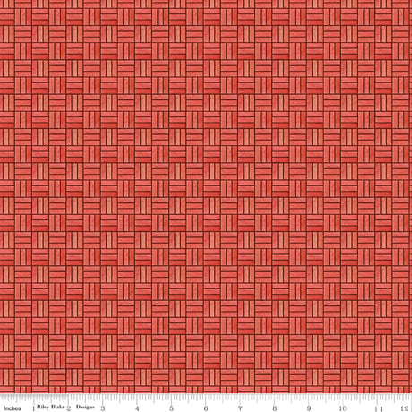 Waddle's Christmas Weave Rouge Quilt Fabric - Riley Blake Designs - Teresa Kogut