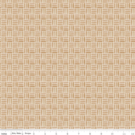 Waddle's Christmas Weave Tan Quilt Fabric - Riley Blake Designs - Teresa Kogut