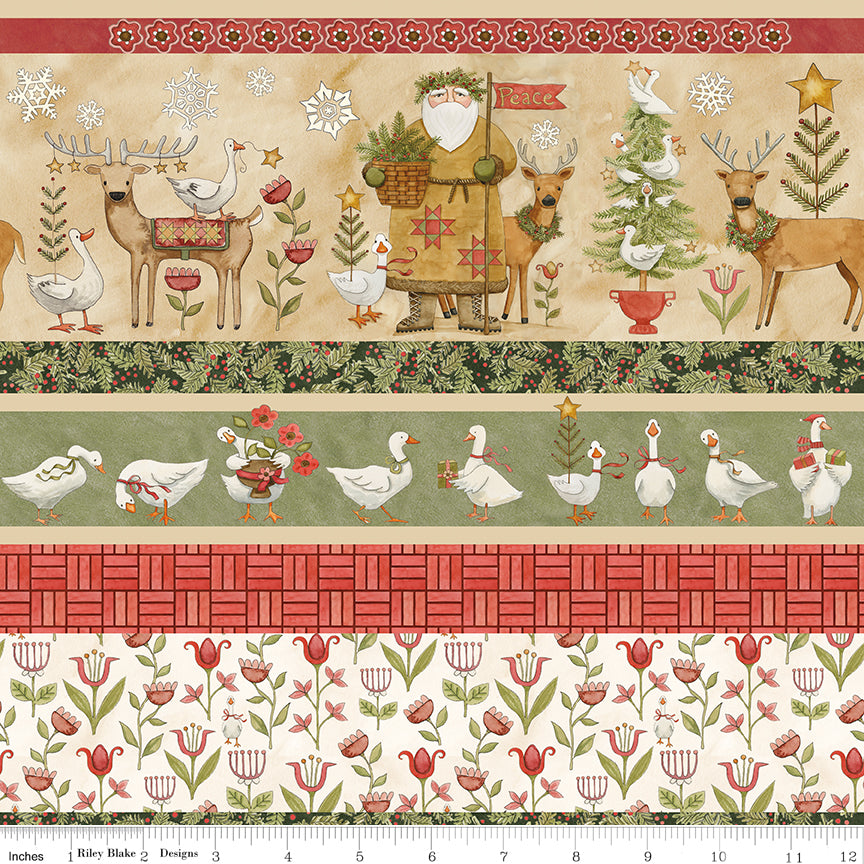Waddle's Christmas Waddle's Stripe Multi Quilt Fabric by Teresa Kogut
