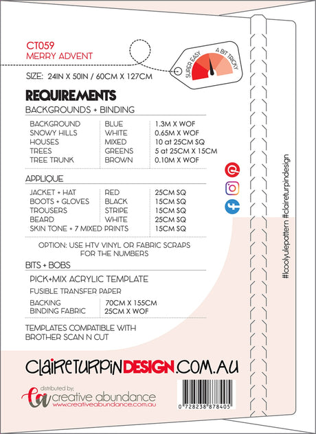 Back of the Merry Advent Quilt Pattern by Creative Abundance