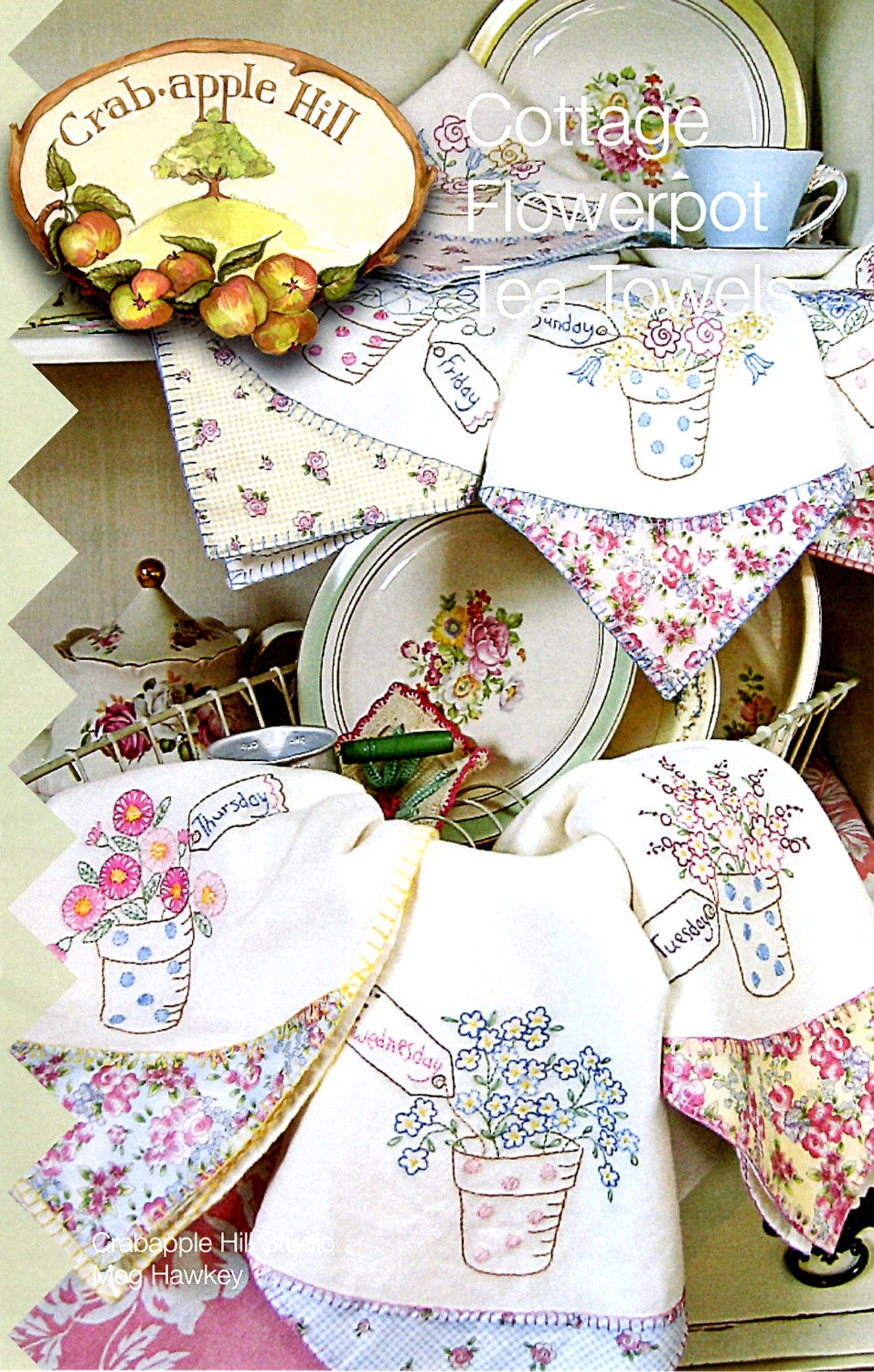 Cottage Flowerpot Tea Towels Pattern