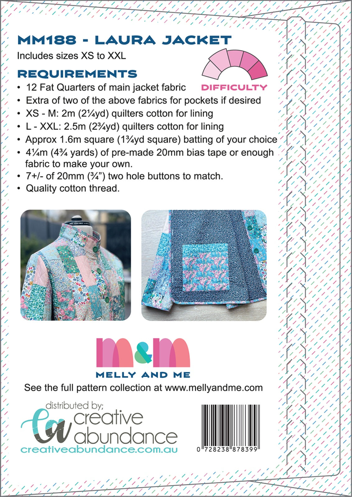 Back of the Laura Jacket Quilt Pattern by Melly & Me
