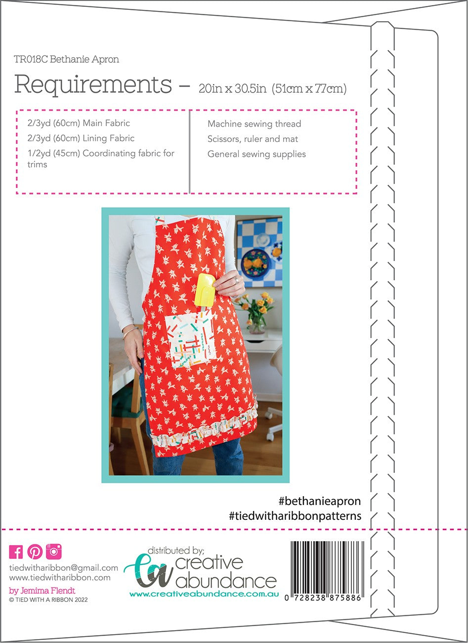 Back of the Bethanie Apron Christmas Version Pattern by Creative Abundance