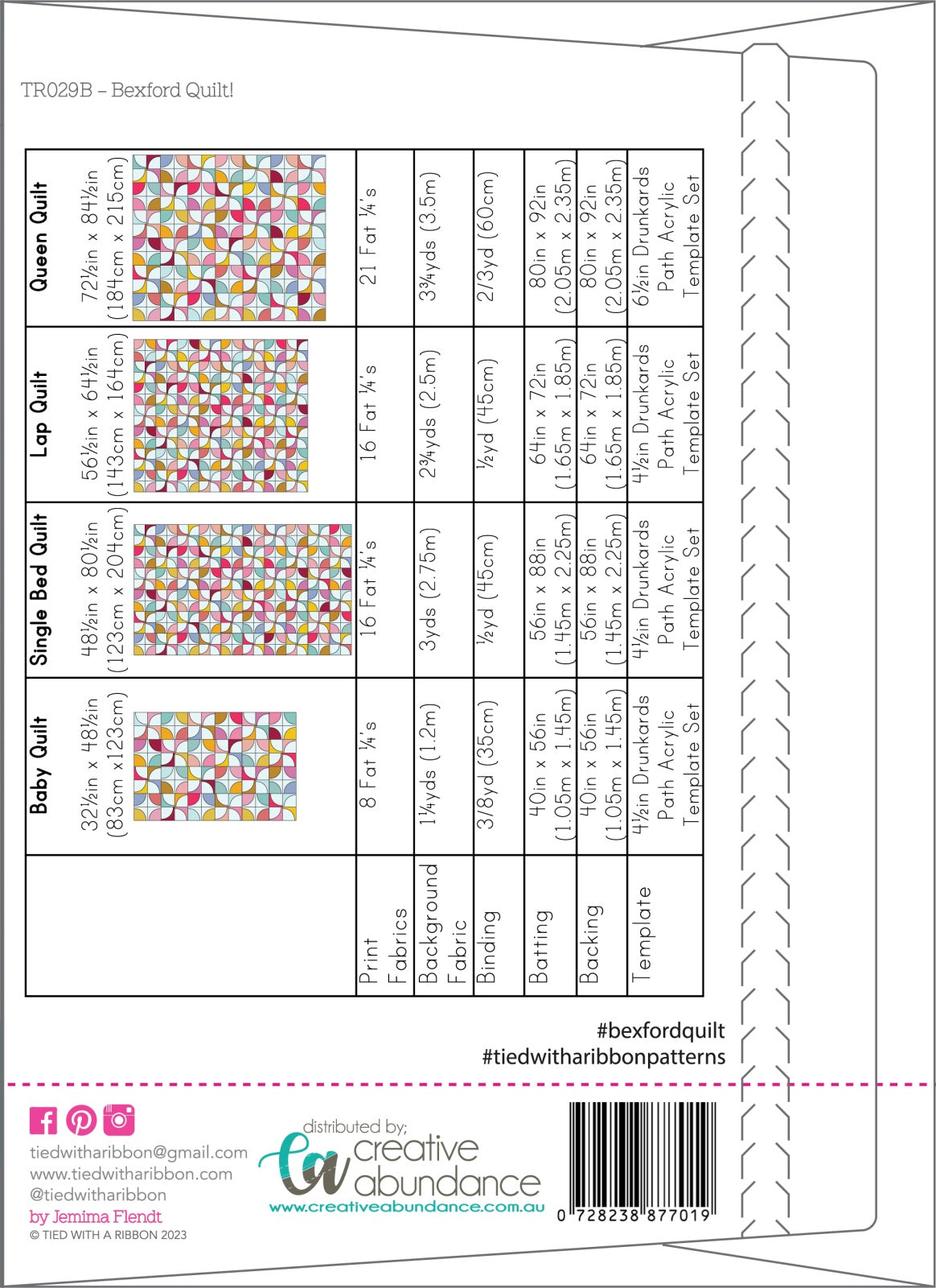 Back of the Bexford Quilt Quilt Pattern by Creative Abundance
