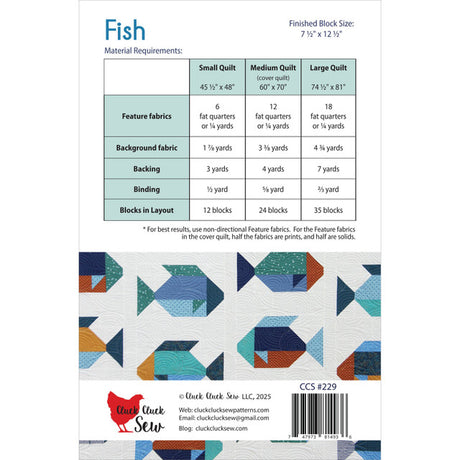 Back of the Fish Quilt Pattern by Cluck Cluck Sew