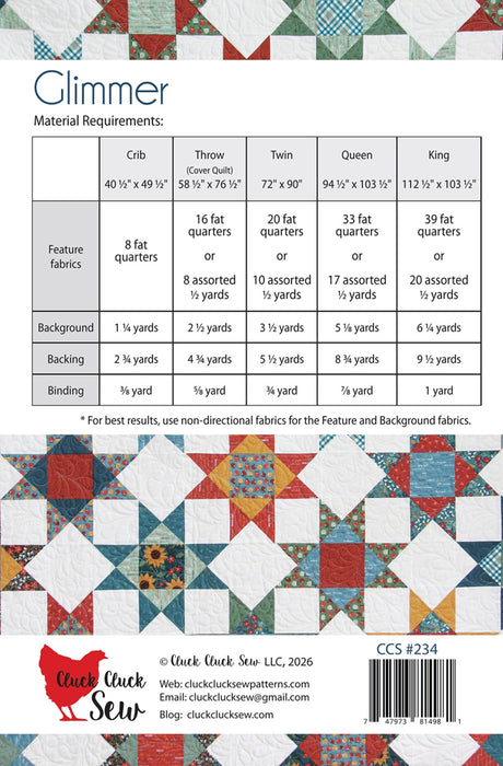 Back of the Glimmer Quilt Pattern by Cluck Cluck Sew