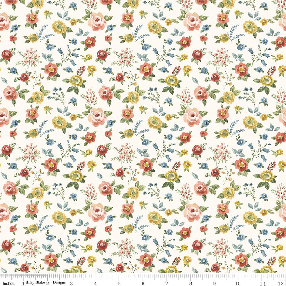 Blissful Moments Flower Toss Cream Quilt Fabric