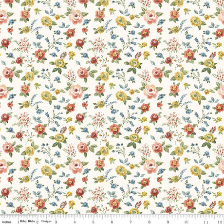 Blissful Moments Flower Toss Cream Quilt Fabric