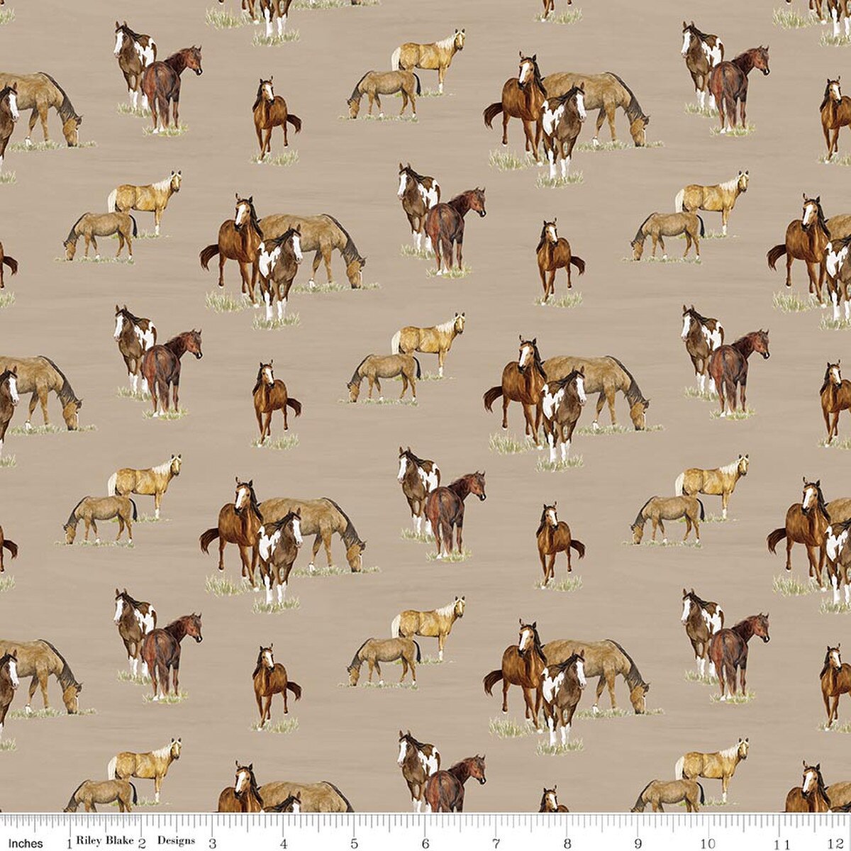 The Homestead Horses Tan Quilt Fabric by The Homestead — Tara Reed