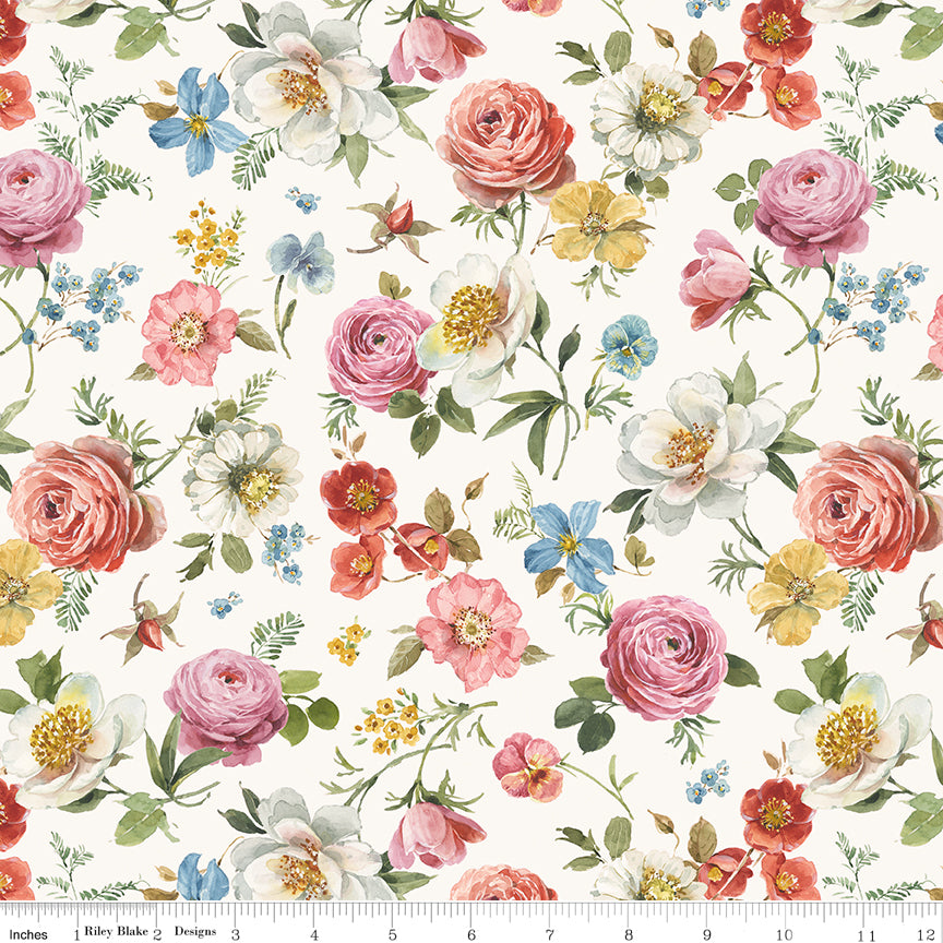 Little Garden Path Main Cream Quilt Fabric by Little Garden Path — Lisa Audit