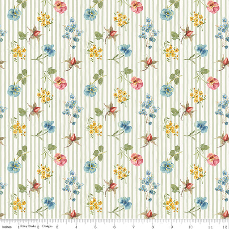 Little Garden Path Floral Stripes Green Quilt Fabric by Little Garden Path — Lisa Audit