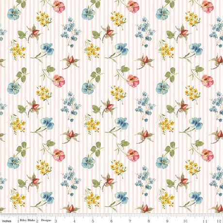 Little Garden Path Floral Stripes Pink Quilt Fabric by Little Garden Path — Lisa Audit