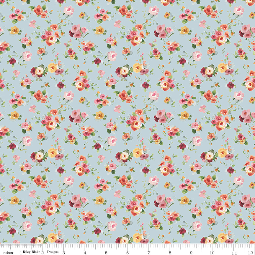 Little Garden Path Flower Toss Blue Quilt Fabric by Little Garden Path — Lisa Audit