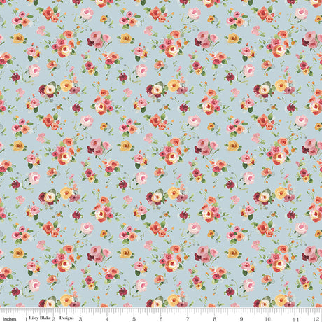 Little Garden Path Flower Toss Blue Quilt Fabric by Little Garden Path — Lisa Audit