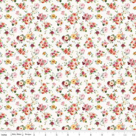 Little Garden Path Flower Toss Cream Quilt Fabric by Little Garden Path — Lisa Audit