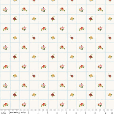 Little Garden Path Grid Blue Quilt Fabric by Little Garden Path — Lisa Audit