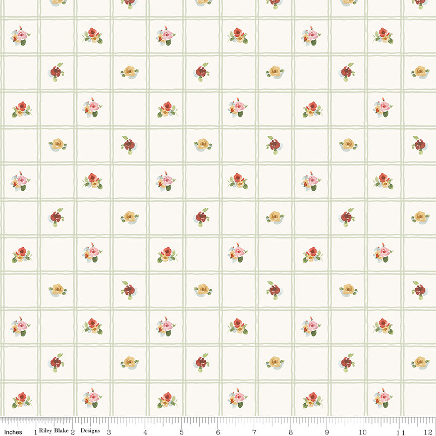 Little Garden Path Grid Green Quilt Fabric by Little Garden Path — Lisa Audit