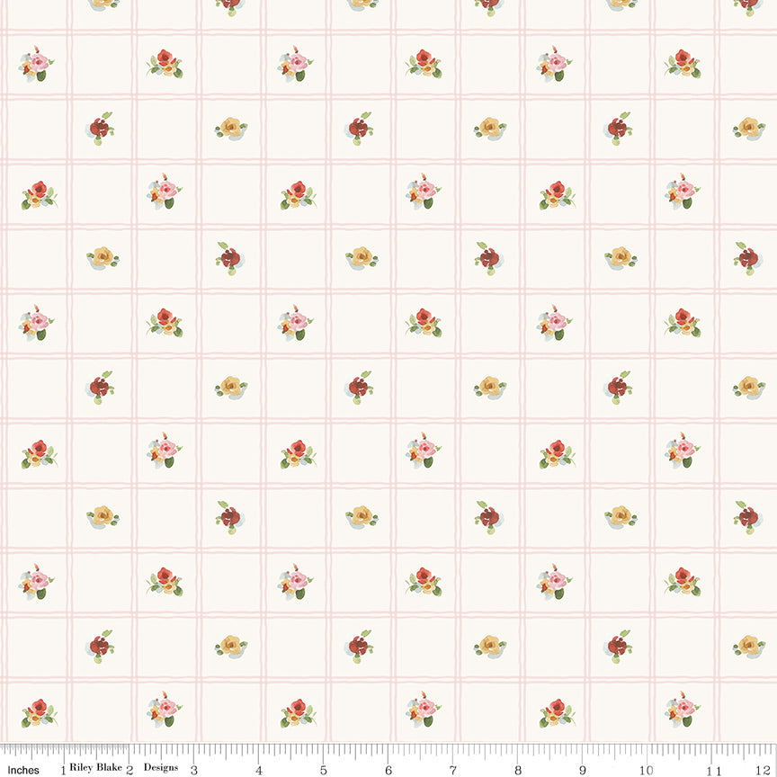 Little Garden Path Grid Pink Quilt Fabric by Little Garden Path — Lisa Audit