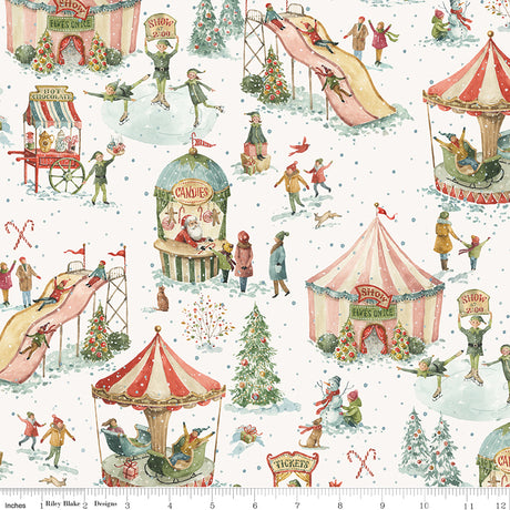 Santa's Fair Main Cloud Quilt Fabric - Riley Blake Designs - Lisa Audit